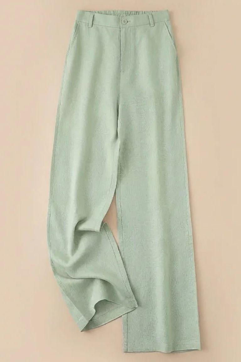 pantalone lino verde gamba dritta lavezzo milano