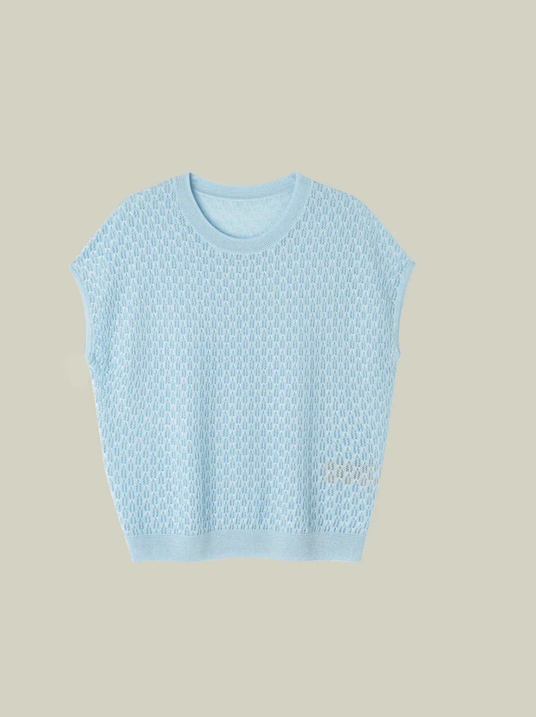 top in maglia azzurro lavezzomilano